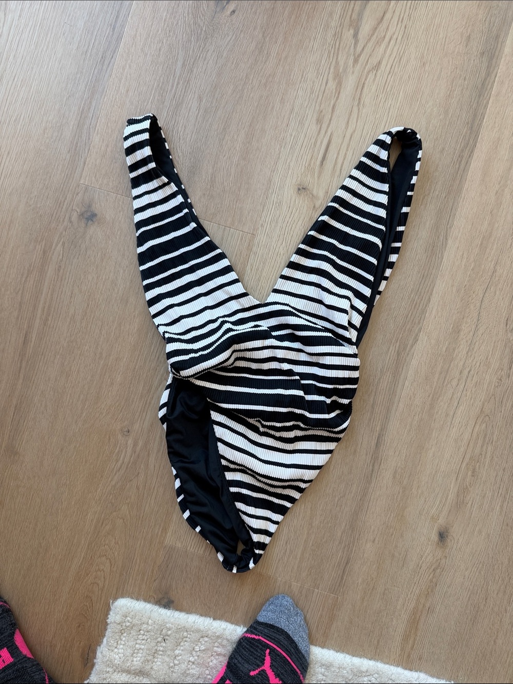 Volcom Reversible Black & White Striped One-Piece Swimsuit - Size S